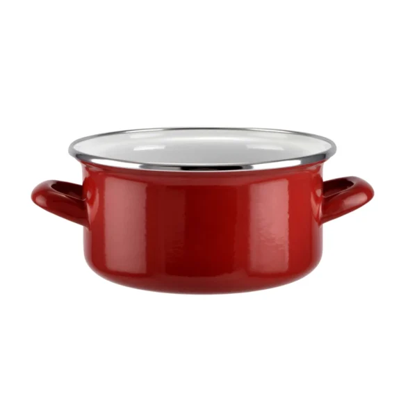 Emajlirana posuda s poklopcem crvena 16cm-24cm - Slika 3