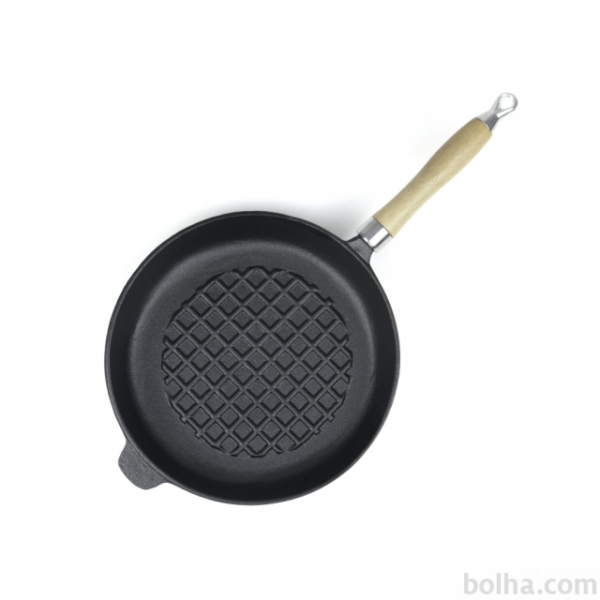Gril tava od lijevanog željeza fi 24cm s ručkom - Slika 2